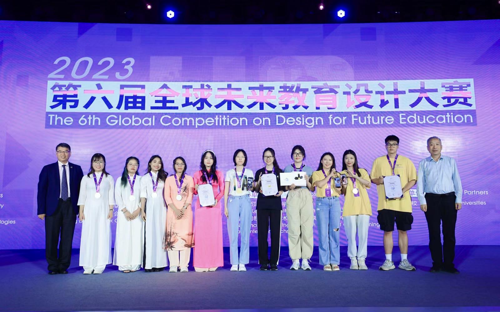 Team on stage at the 2023 Global Competition on Design for Future Education